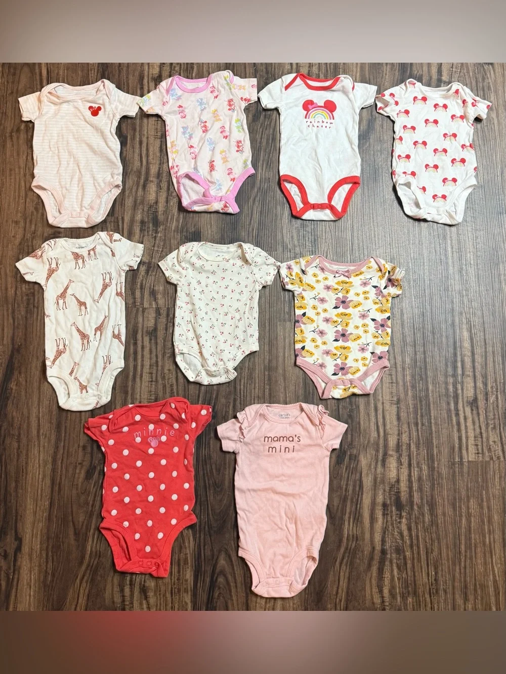 6-9 Months Baby Girls Bodysuits Short Sleeved  Carter’s Disney Minnie Mouse